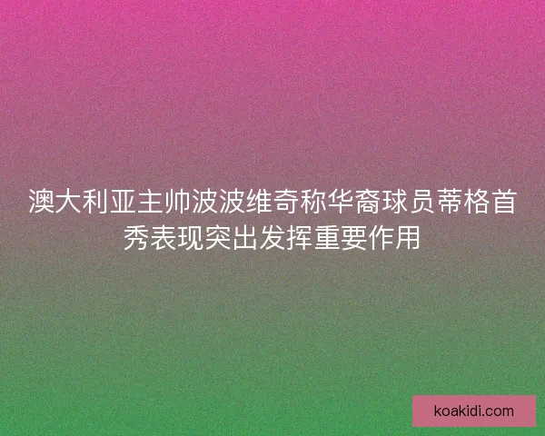 澳大利亚主帅波波维奇称华裔球员蒂格首秀表现突出发挥重要作用